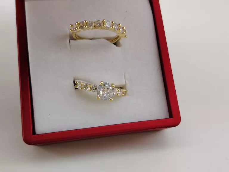 KOMPLET DWOCH PIERŚCIONKÓW POZŁACNYCH ROZMIAR 13