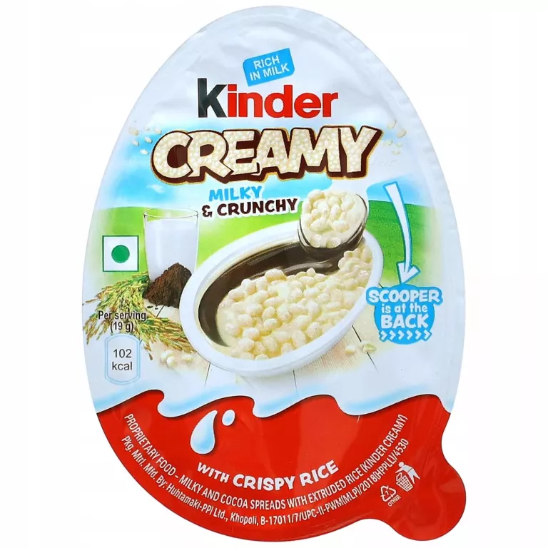 KINDER 19G CREAMY KREM MLECZNY Z PRAŻONYM RYŻEM Z ŁYŻECZKĄ