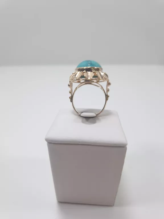 ZŁOTY PIERŚCIONEK Z SYNT. TURKUSEM P585 8,2G R16