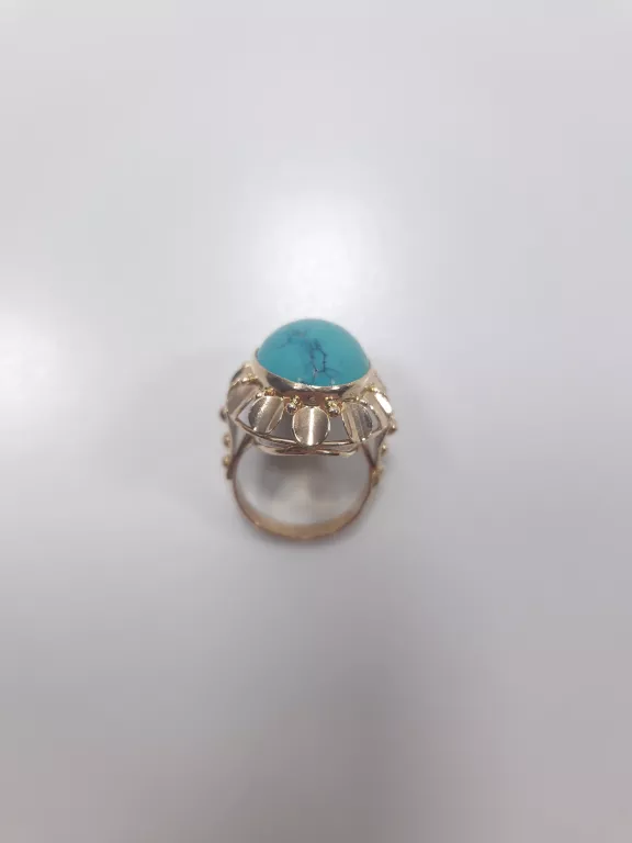 ZŁOTY PIERŚCIONEK Z SYNT. TURKUSEM P585 8,2G R16