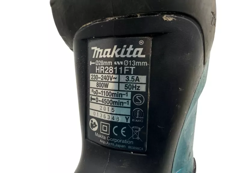 MŁOTOWIERTARKA MAKITA HR2811FT SDS+ 800W 2,9J 2 UCHWYTY WYMIENNNE