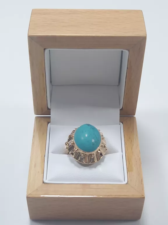 ZŁOTY PIERŚCIONEK Z SYNT. TURKUSEM P585 8,2G R16