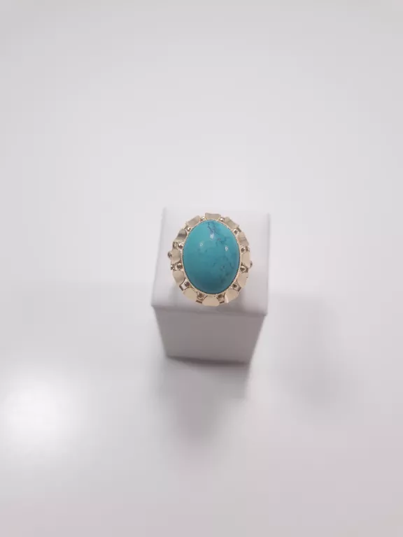 ZŁOTY PIERŚCIONEK Z SYNT. TURKUSEM P585 8,2G R16