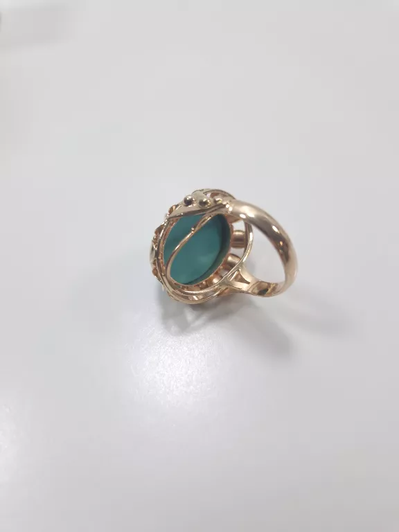 ZŁOTY PIERŚCIONEK Z SYNT. TURKUSEM P585 8,2G R16