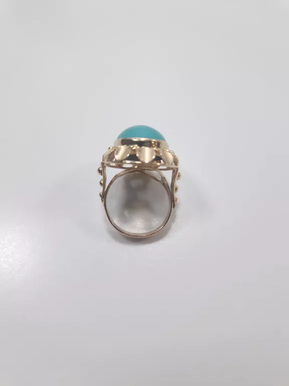 ZŁOTY PIERŚCIONEK Z SYNT. TURKUSEM P585 8,2G R16