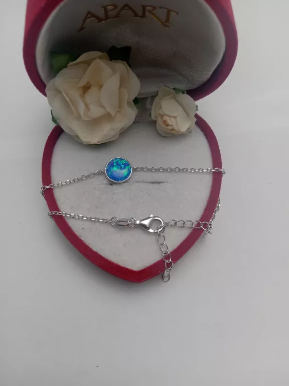 PIĘKNA SREBRNA BRANSOLETKA NIEBIESKA CYRKONIA 1,79G 925PR