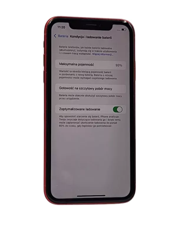 TELEFON APPLE IPHONE XR 3/64 GB 6,10" CZERWONY BATERIA 93%