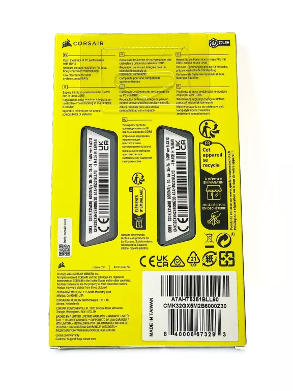 PAMIĘĆ CORSAIR VENGEANCE DDR5 32 GB 6000MHZ CL30 CMK32GX5M2B6000Z30