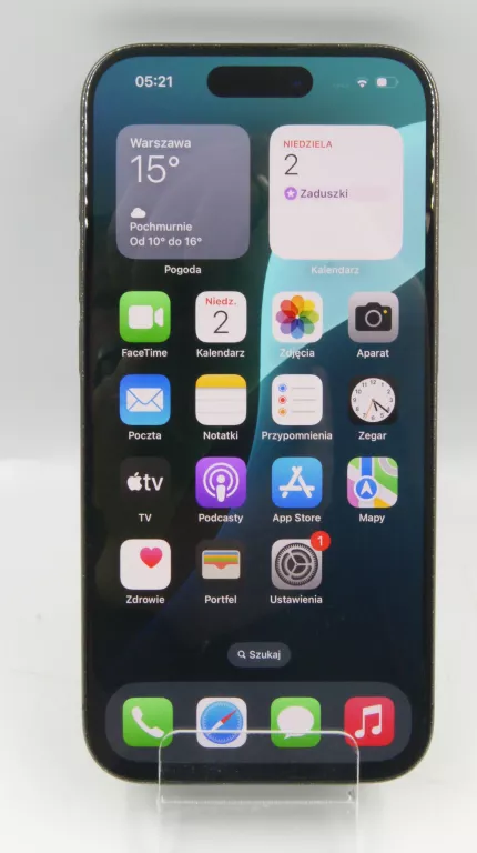 SMARTFON APPLE IPHONE 15 PRO 256 GB CZARNY BAT. 90% PUDEŁKO