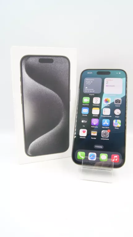 SMARTFON APPLE IPHONE 15 PRO 256 GB CZARNY BAT. 90% PUDEŁKO