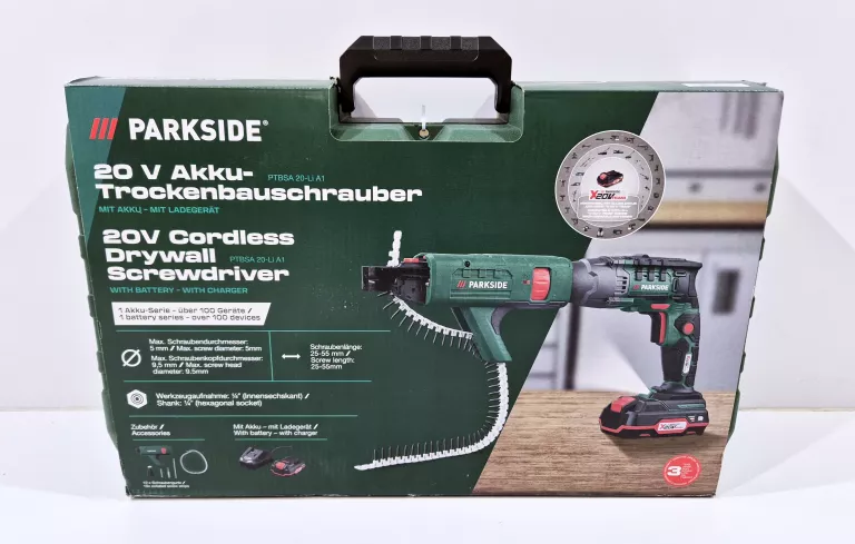 PARKSIDE PTBSA 20-LI A1 WKRĘTARKA DO SUCHEJ ZABUDOWY +  AKUMULATOR