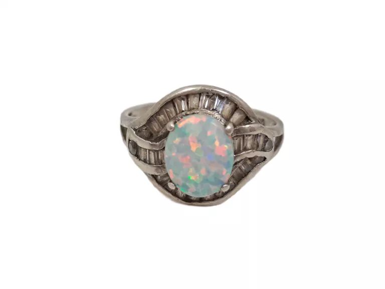 POKAŹNY SREBRNY PIERŚCIONEK Z OPALEM 925 5,14G