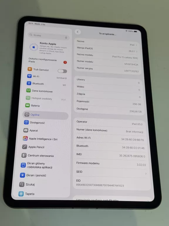 IPAD PRO 11-INCH (M4) WI-FI + CELLULAR (A2837) 256GB /PUD/EAN:195949228872