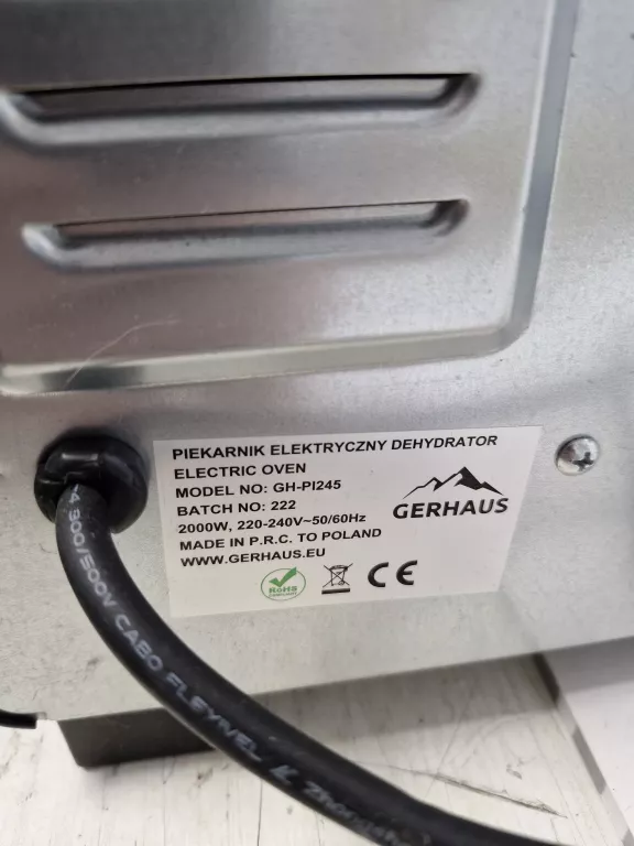 PIEKARNIK ELEKTRYCZNY 45L 2000W TERMOOBIEG ROŻNO GRILL SUSZARKA DO GRZYBÓW
