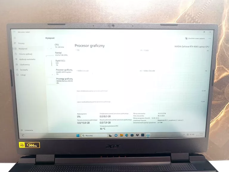 LAPTOP ACER NITRO 5  INTEL CORE I7-12650H 16GB 1TB SSD RTX4060 WIN11 HOME