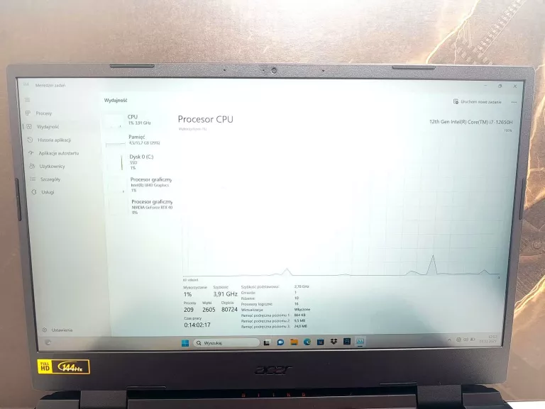 LAPTOP ACER NITRO 5  INTEL CORE I7-12650H 16GB 1TB SSD RTX4060 WIN11 HOME