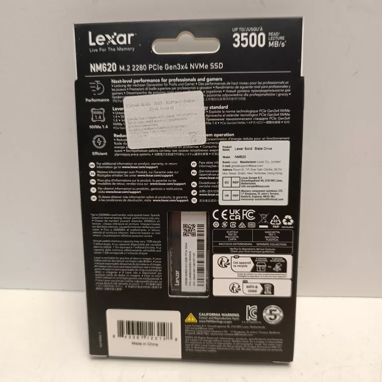 DYSK SSD LEXAR NM620 256 GB M.2 2280 PCI-E X4 GEN3