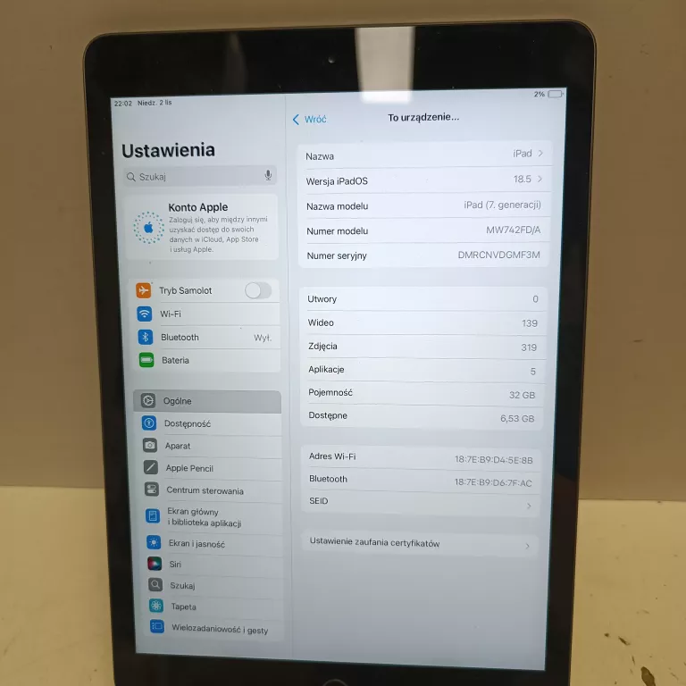 TABLET APPLE IPAD 7TH GEN SPACE GRAY 3GB 32GB