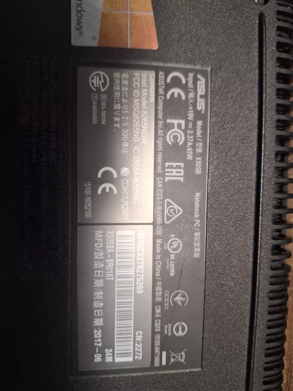 LAPTOP ASUS VIVOBOOK 8265NGW A9-9420 RADEON 500MB R5/224GB / 8GB RAM WIN11