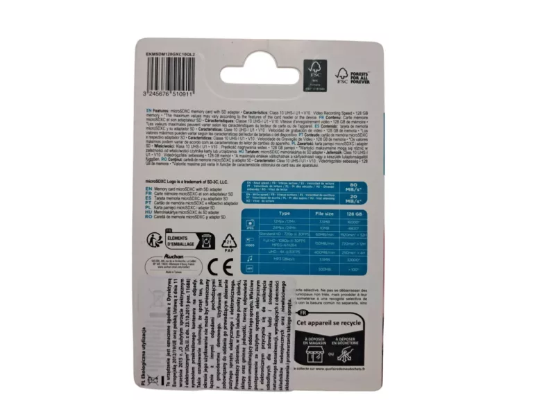 KARTA SD Z ADAPTEREM QILIVE 128 GB 80MB/S