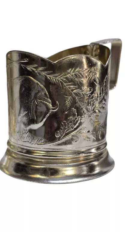 ZESTAW 6 PODSTAKANNIKÓW ZSRR H3M, MOTYW ŻUBRA, LATA 50.