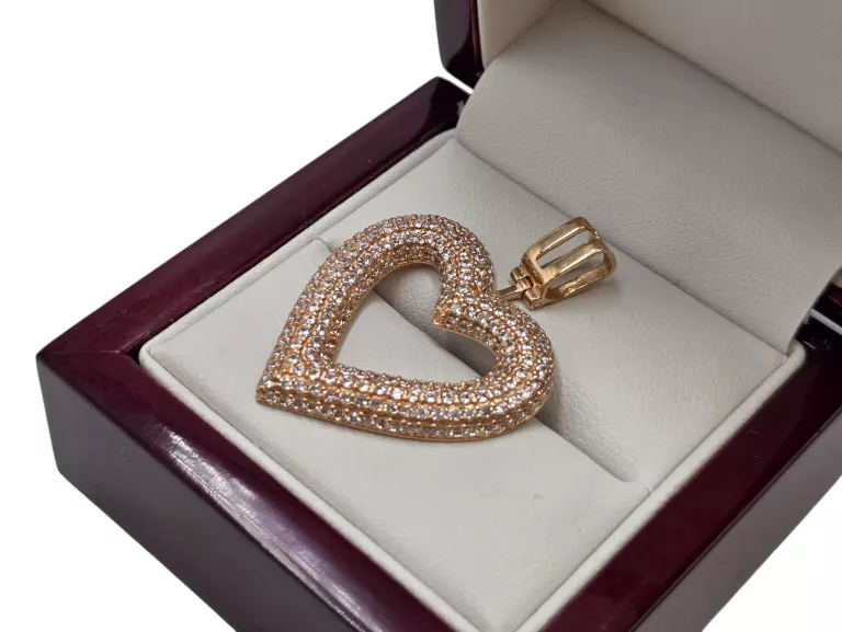 OKAZAŁA ZŁOTA ZAWIESZKA SERCE 6,66G 585 4CM