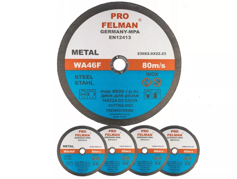 TARCZE DO CIĘCIA METALU 230X2.0X22X23 PRO FELMAN INOX WYTRZYMAŁE 5 SZT.
