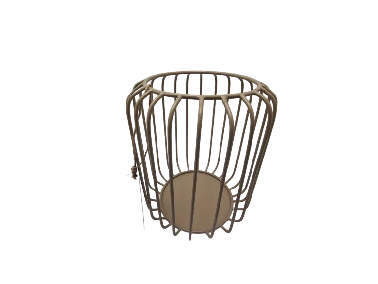 METALOWY LAMPION BEŻOWY NA MAŁE ŚWIECZKI