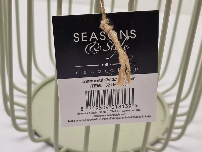 METALOWY LAMPION ZIELONY NA MAŁE ŚWIECZKI