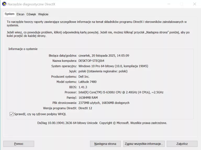 LAPTOP DELL LATITIUDE 7480 14" CORE I5-6300 16/256 GB SSD