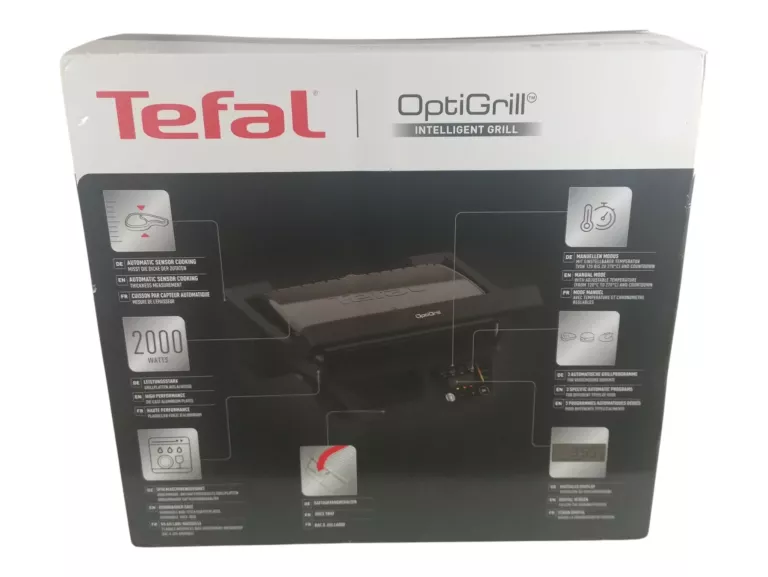 TRADYCYJNY GRILL ELEKTRYCZNY TEFAL OPTIGRILL GC7P08 CZARNY 2000 W