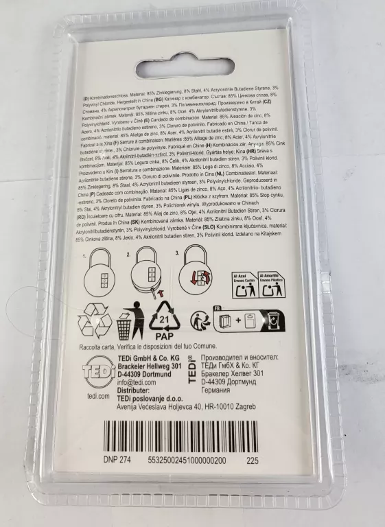 KŁÓDKA NA SZYFR TEDI CZARNA