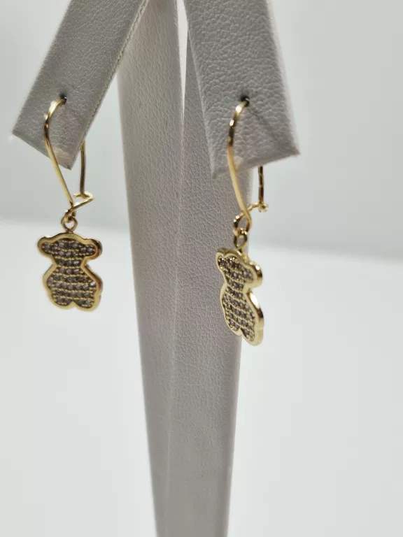 NIENOSZONE ZŁOTE KOLCZYKI MISIE CYRKONIE 585 2,66G