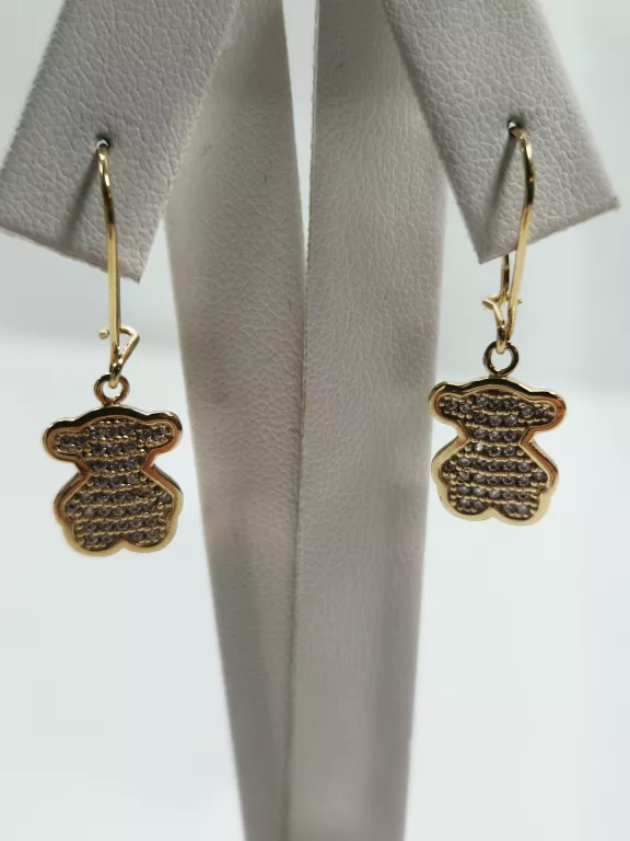 NIENOSZONE ZŁOTE KOLCZYKI MISIE CYRKONIE 585 2,66G