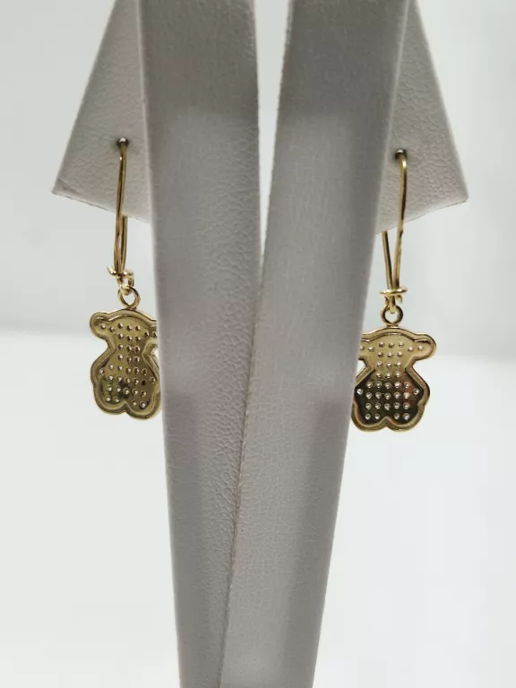 NIENOSZONE ZŁOTE KOLCZYKI MISIE CYRKONIE 585 2,66G