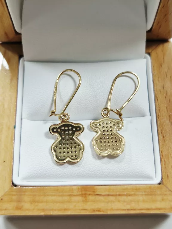 NIENOSZONE ZŁOTE KOLCZYKI MISIE CYRKONIE 585 2,66G