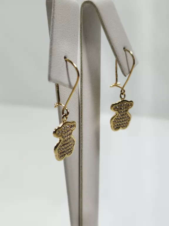 NIENOSZONE ZŁOTE KOLCZYKI MISIE CYRKONIE 585 2,66G