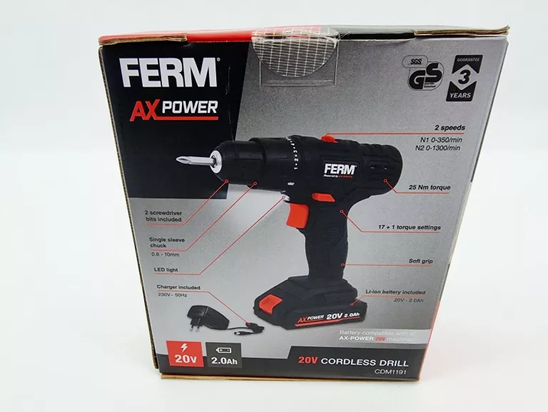 WKRĘTARKA AKUMULATOROWA FERM 20V MOCNA ZESTAW Z AKU