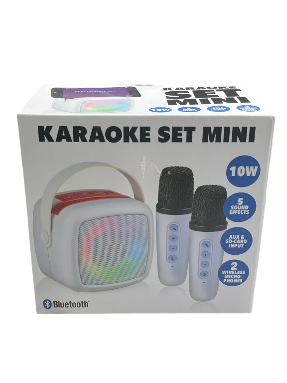 PRZENOŚNY GŁOŚNIK RGB KARAOKE MIKROFON USB SD MINI JACK BLUETOOTH ZESTAW
