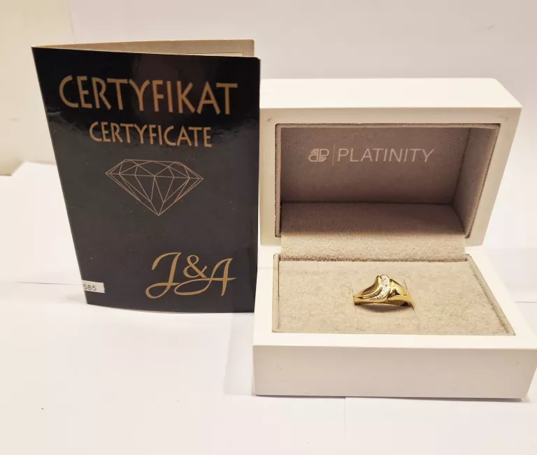 ZŁOTY PIERSCIONEK 585 2,59G R 14 Z DIAMENTEM 0.01CT