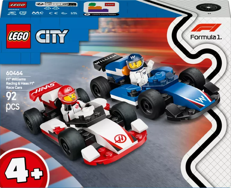 LEGO CITY 60464 WILLIAMS RACING I HAAS F1 SAMOCHODY WYŚCIGOWE USZKO.KARTON