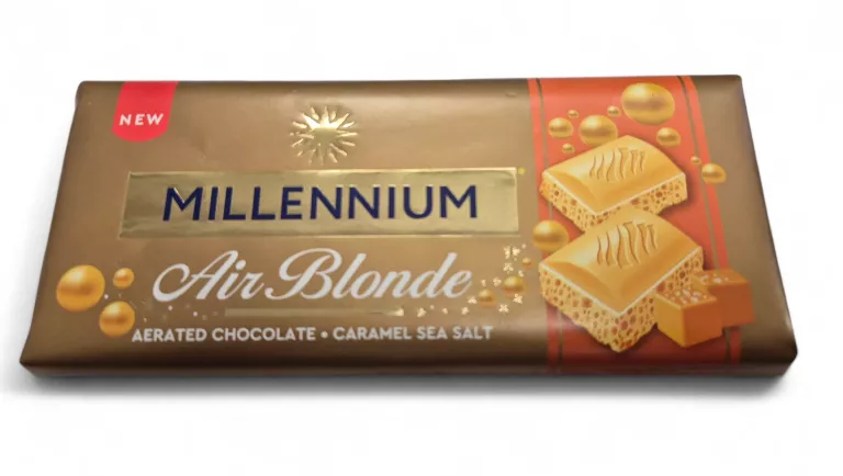 CZEKOLADA MILLENNIUM AIR BLONDE KARMEL SÓL MORSKA POROSITY, 85 G