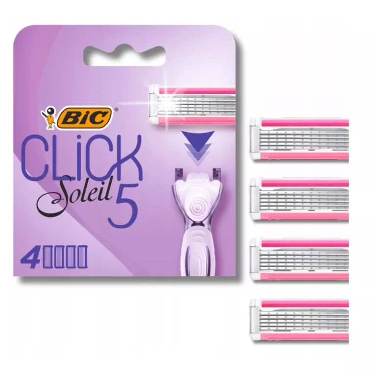 WYMIENNE WKŁADY DO MASZYNKI BIC CLICK SOLEIL 5 OSTRZA DO GOLENIA 4 SZTUKI