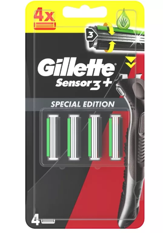 GILLETTE SENSOR 3+ EDYCJA SPECJALNA 4 WKŁADY Z 3 OSTRZAMI