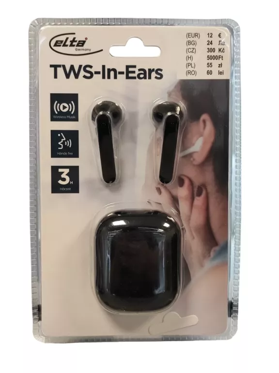SŁUCHAWKI ELTA TWS-IN-EARS CZARNE