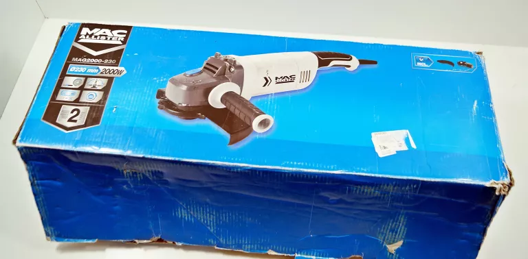 SZLIFIERKA KĄTOWA MACALLISTER 230 MM 2000 W SZARA W PUDEŁKU /DOBRY STAN