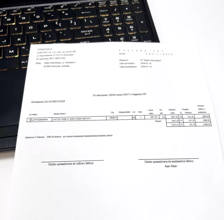 LAPTOP ASUS TUF GAMING F15 15,6" I5-11400H 16GB/512GB WINDOWS 11