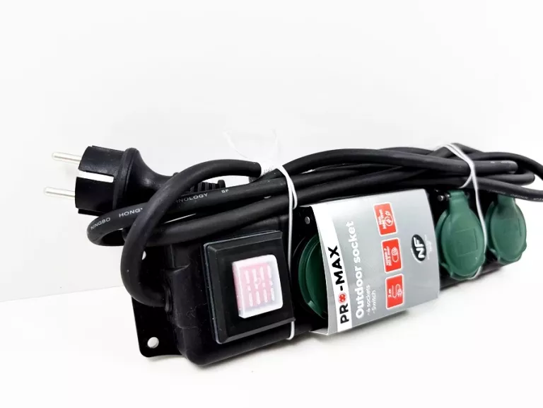 PRZEDŁUŻACZ OGRODOWY 2M 4X GNIAZDO IP44 Z KLAPKAMI I WYŁĄCZNIKIEM 3680W