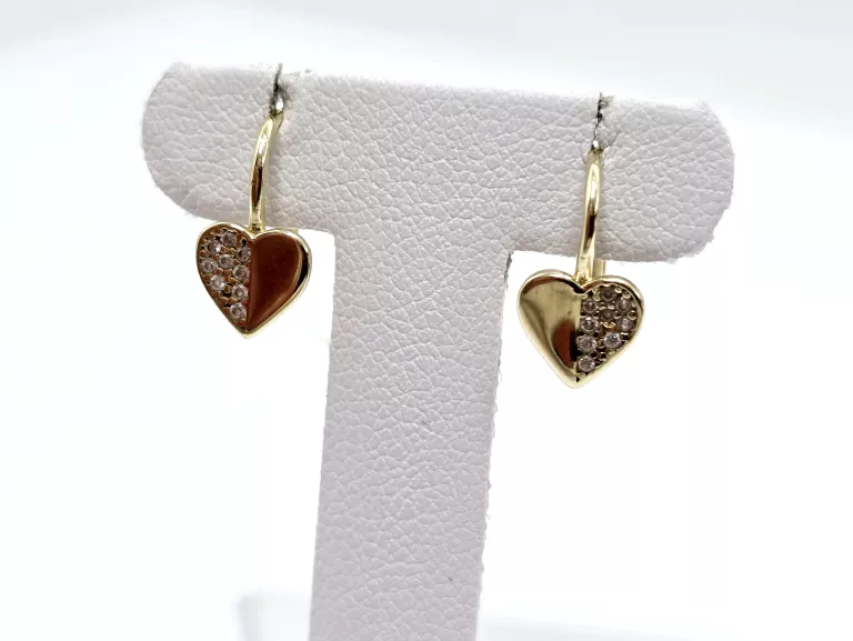 ZŁOTE KOLCZYKI SERCE CYRKONIA 585 1,20G