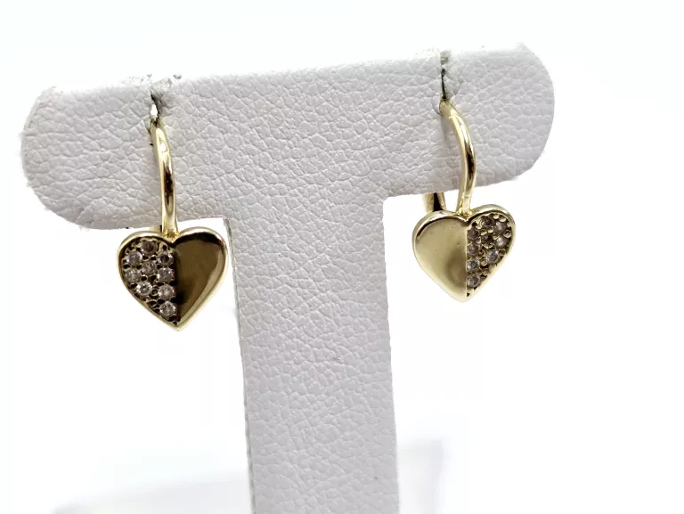ZŁOTE KOLCZYKI SERCE CYRKONIA 585 1,20G